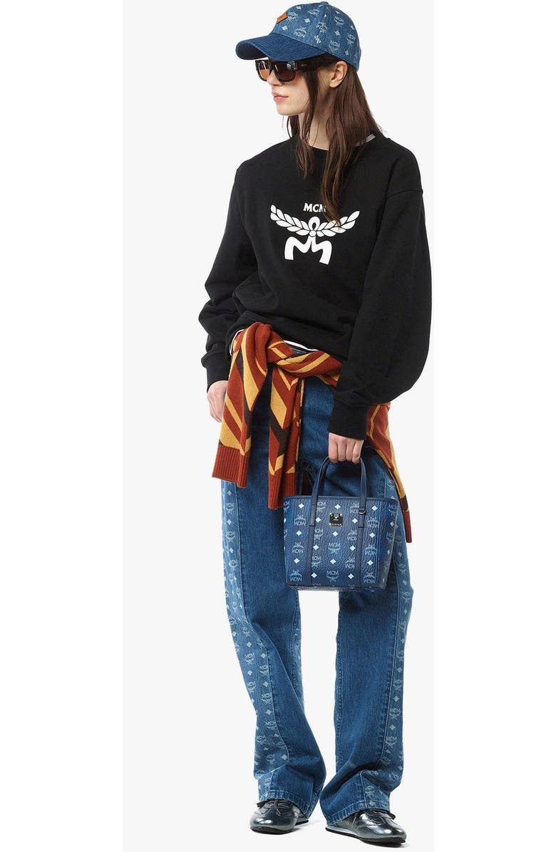 MCM Mini Toni Top-Zip Shopper in Visetos, Alternate, color, Blue