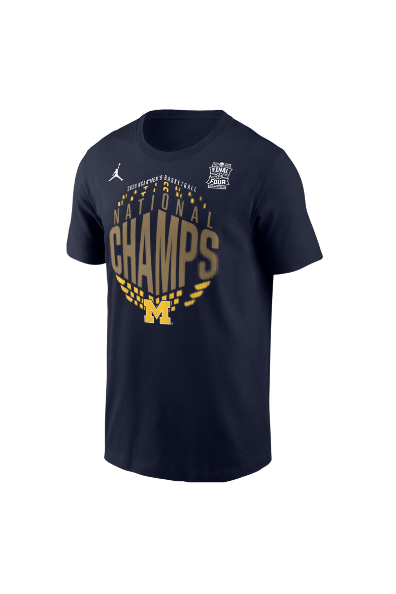 Men's Jordan Brand Navy Michigan Wolverines 2026 NCAA Men's Basketball National Champions Locker Room T-Shirt, Main, color, Navy