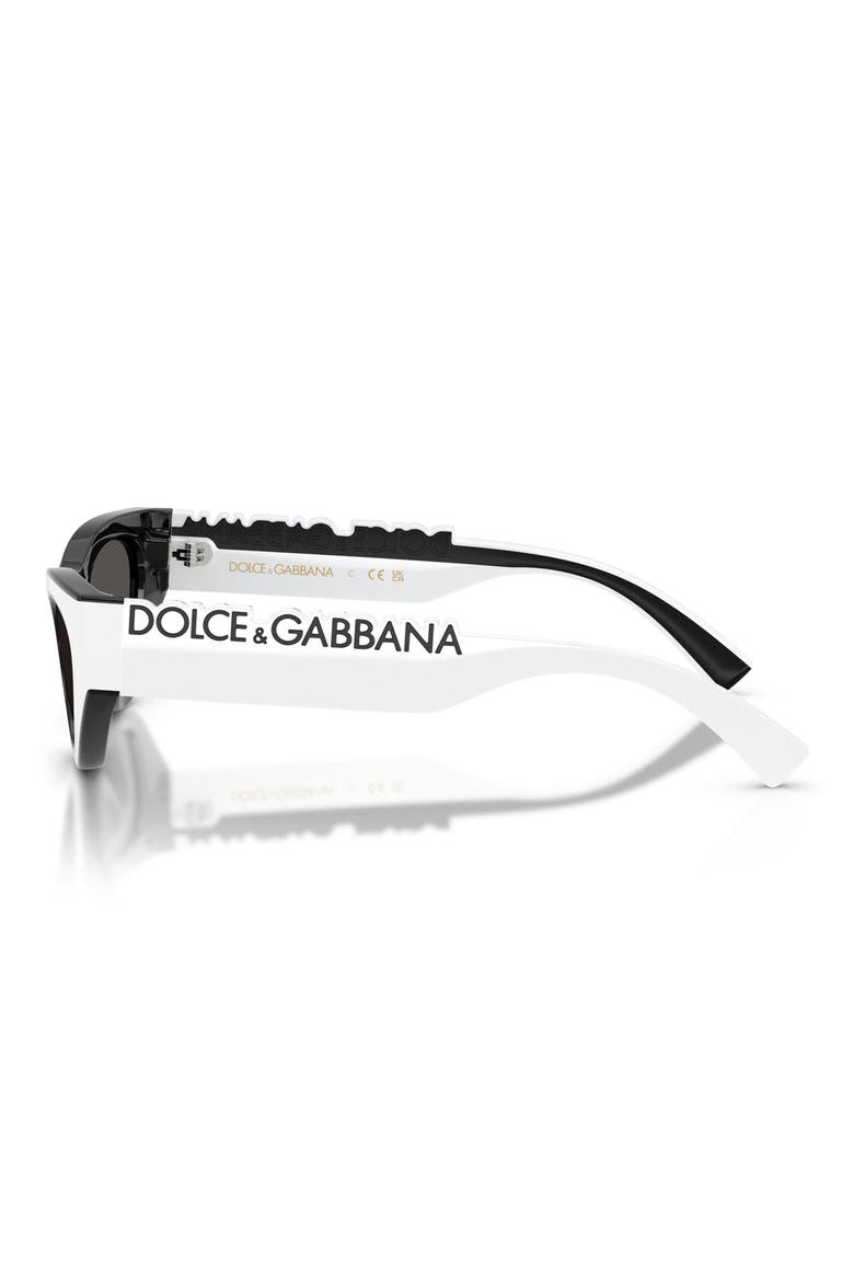 Kids' 47mm Small Cat Eye Sunglasses, Alternate, color, WHITE/ BLACK / DARK GREY