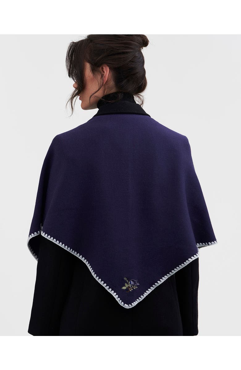 Fable England Triangle Blanket-Stitch Blue Scarf, Main, color, Midnight Blue