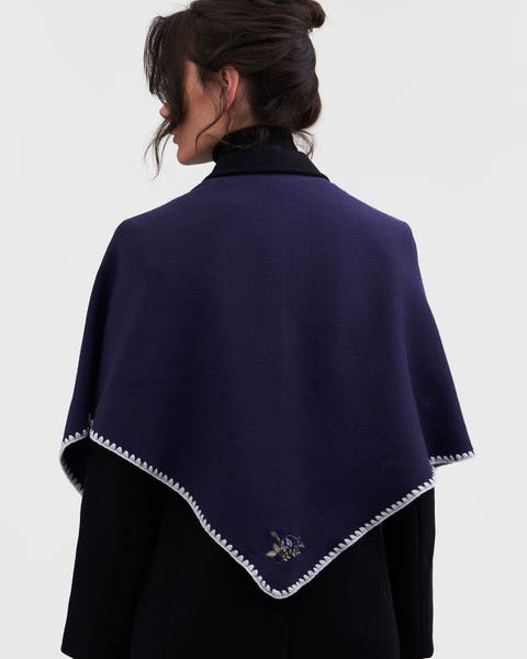 Triangle Blanket-Stitch Blue Scarf