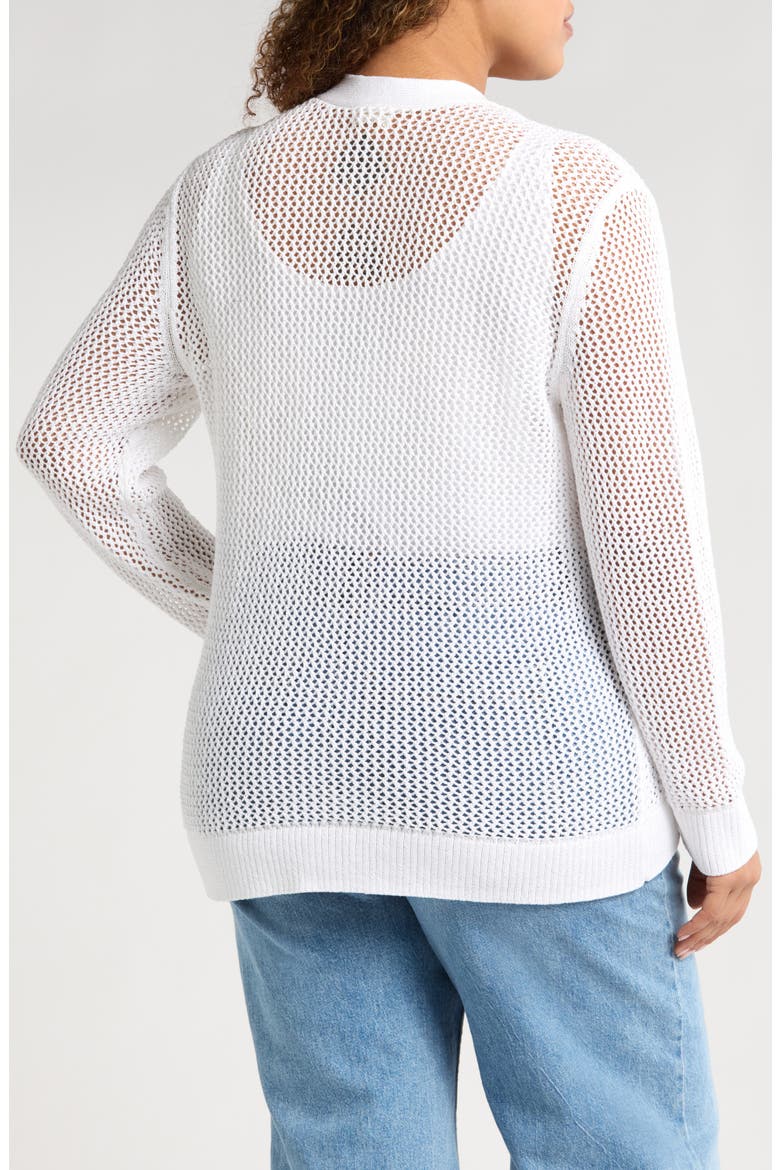 Open Stitch Cotton Cardigan, Alternate, color, WHITE