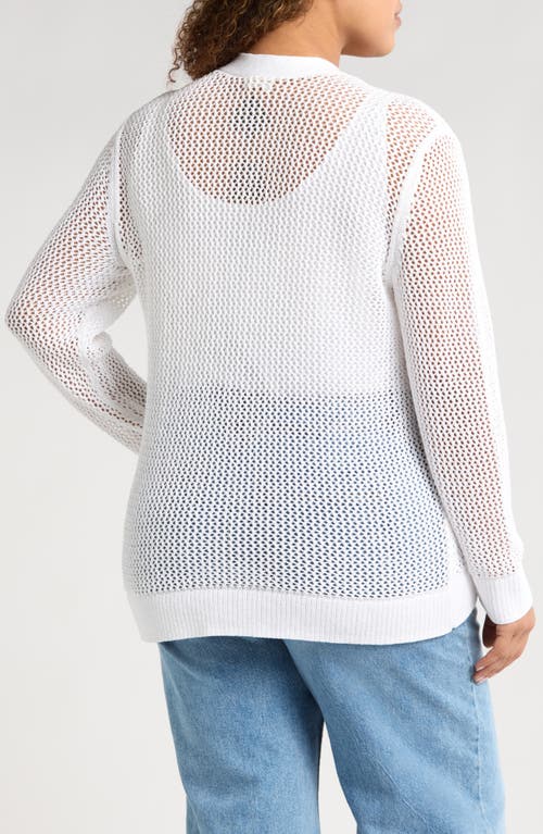 Shop Caslonr Caslon(r) Open Stitch Cotton Cardigan In White