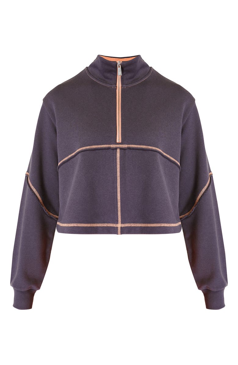 Sweaty Betty Revive Half Zip Crop Sweatshirt, Alternate, color, Urban Grey