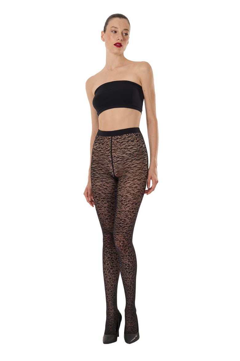 Bouquet Tights, Alternate, color, BLACK