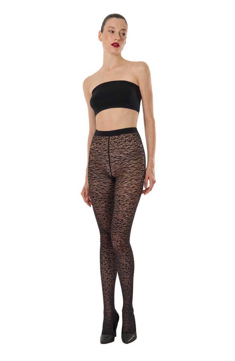 Wolford Bouquet Tights, Alternate, color, Black