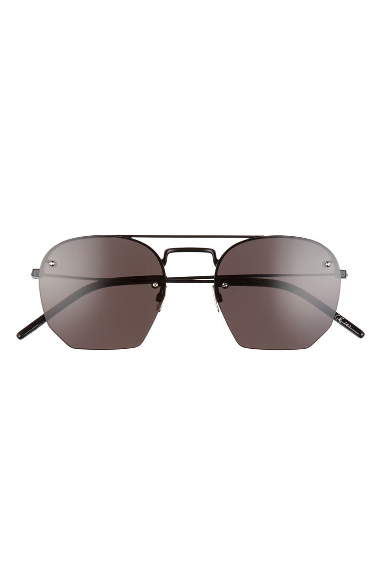 Saint Laurent 52mm Semi Rimless Aviator Sunglasses, Main, color,