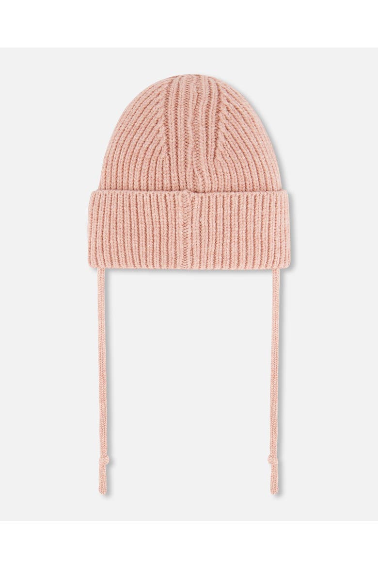 Baby Girl's Mid-Season Knit Hat With Strings Dusty Pink, Alternate, color, Cameo Brown