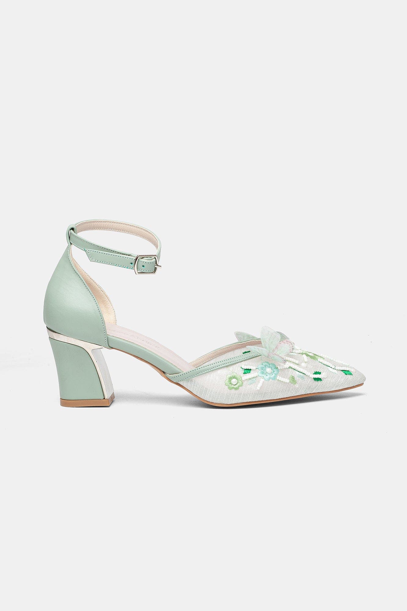 Iry Block Heel Bridal Pointed Toe Pump, Alternate, color, Green