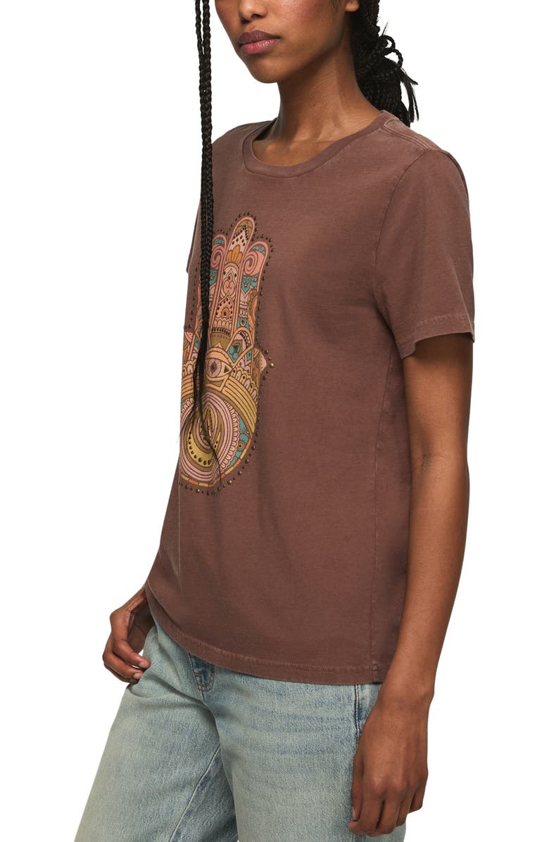 Lucky Brand Embellished Hamsa Crewneck T-Shirt, Alternate, color, Brown Stone