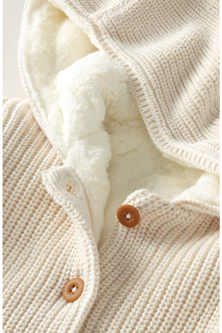 Fleece Lined Hooded Cardigan, Alternate, color, IVORY EGRET