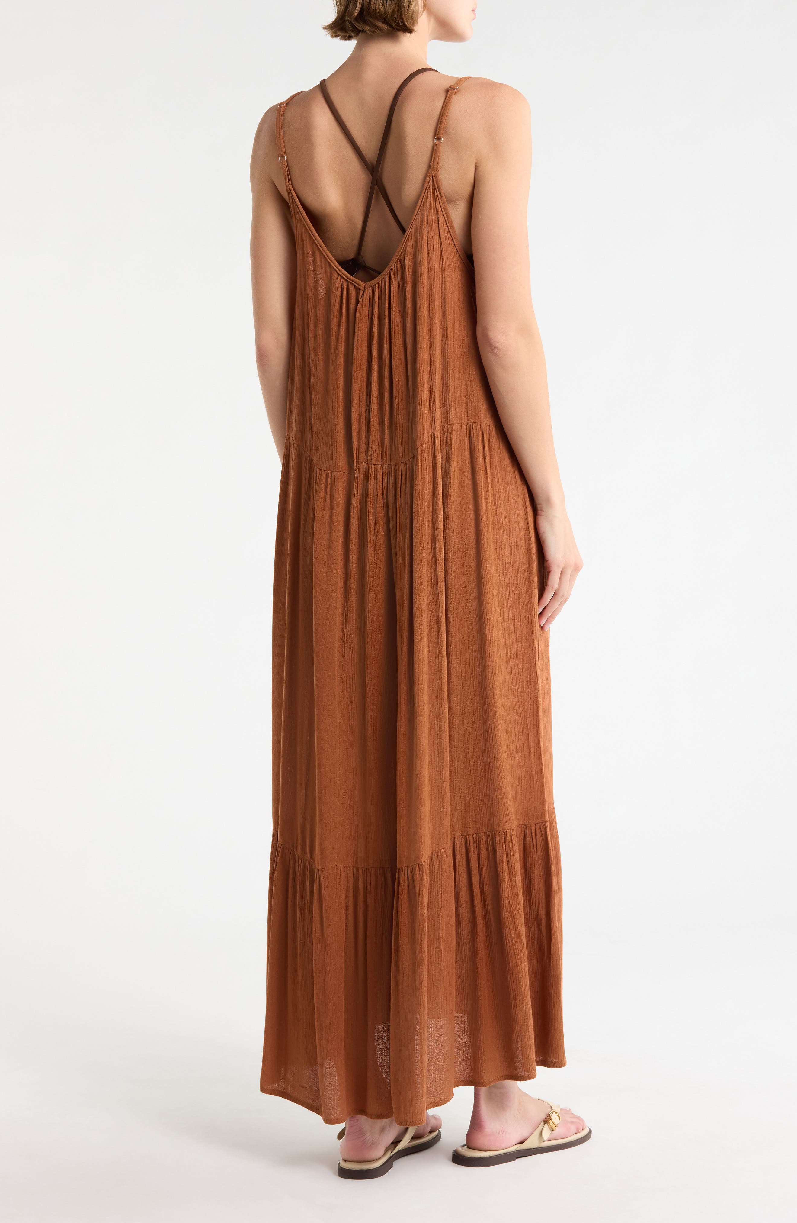 BOHO ME Tiered Gauze Cover-Up Midi Dress (Women) | Nordstromrack