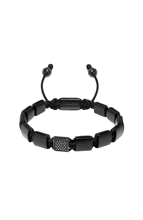 Matt Onyx Cz Flatbead Bracelet