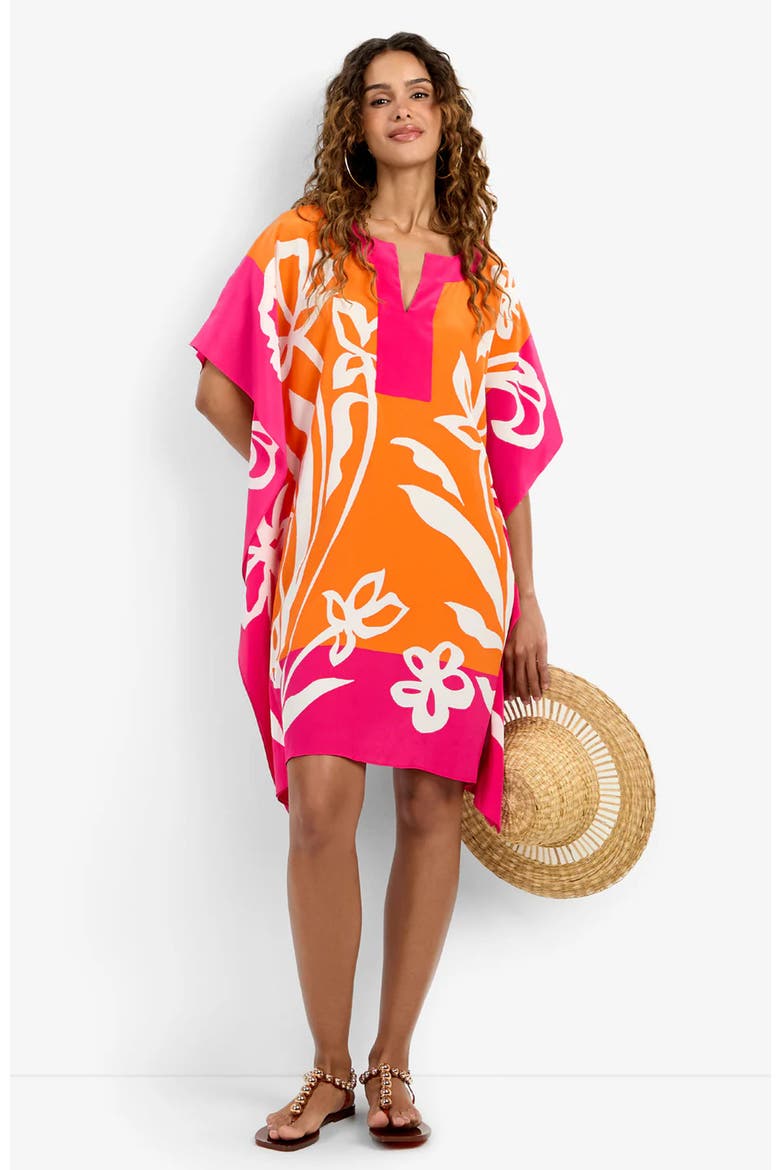 Theodora Caftan Dress, Alternate, color, Daylily