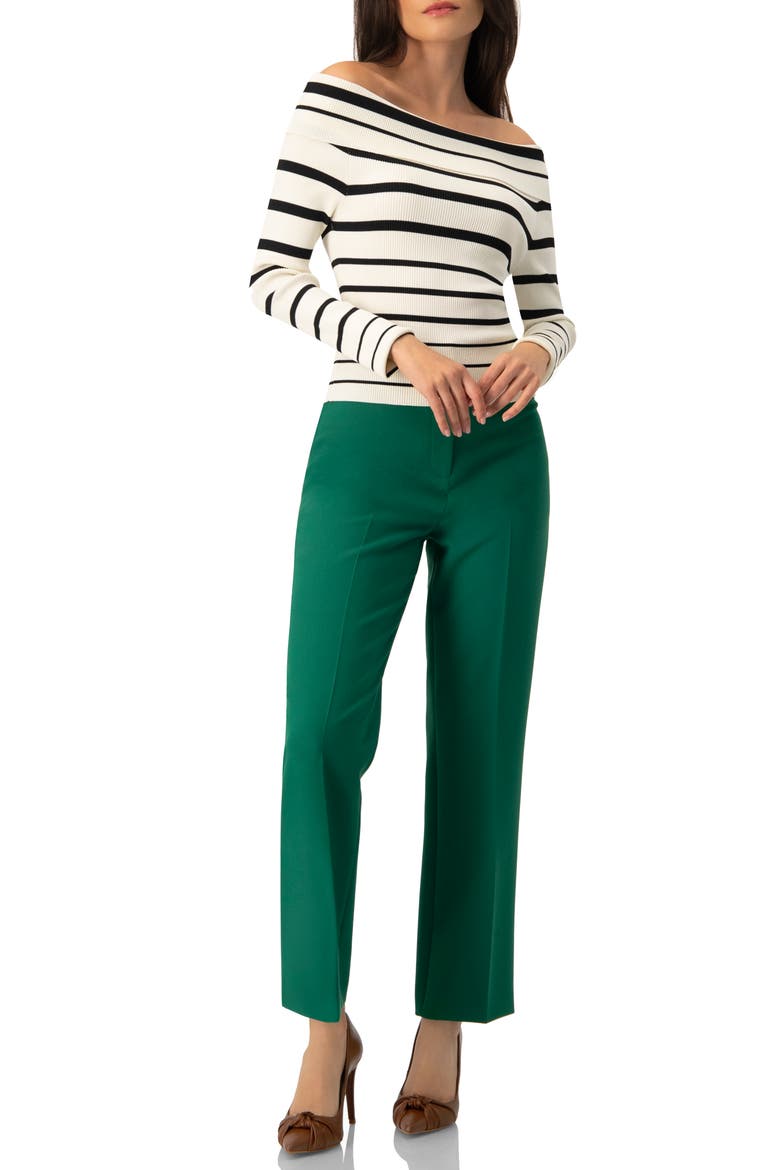 Tailored Straight-Leg Trousers, Alternate, color, Green