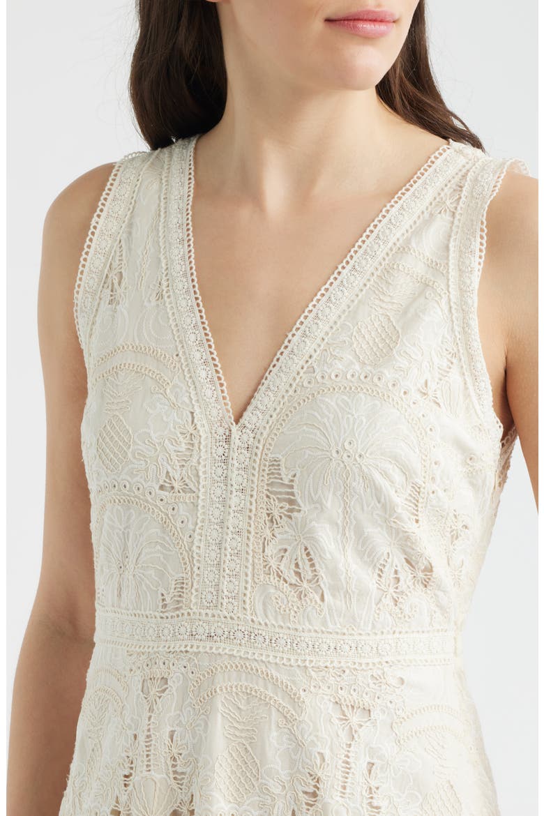 Francia Embroidered Lace Midi Dress, Alternate, color, CREAM