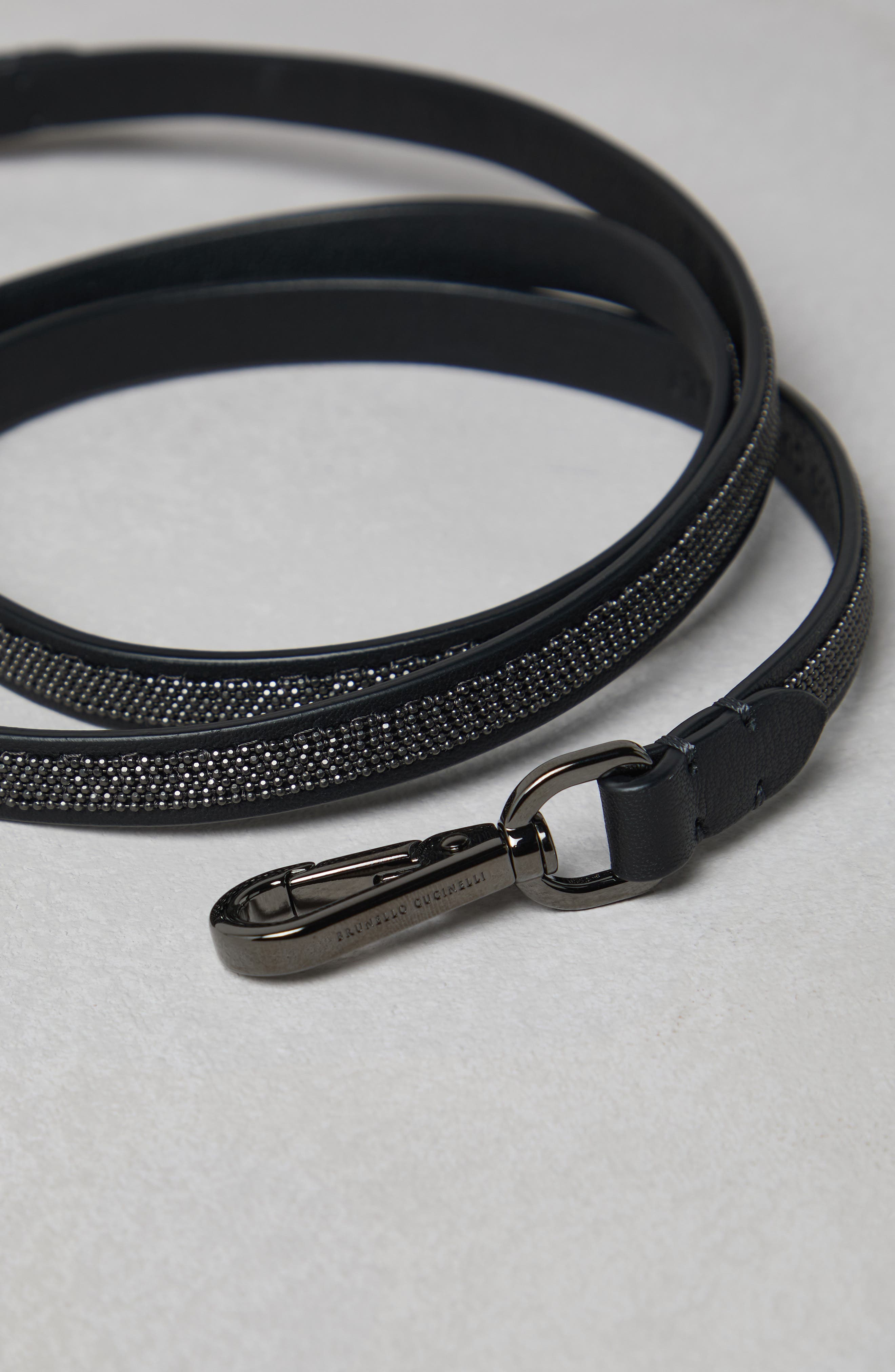 Brunello Cucinelli Precious shoulder strap in leather, Alternate, color, 