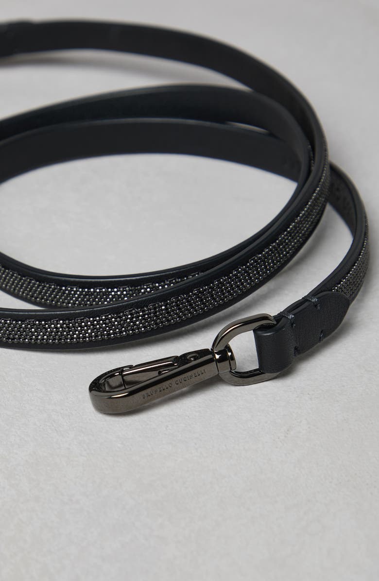 Brunello Cucinelli Precious shoulder strap in leather, Alternate, color,