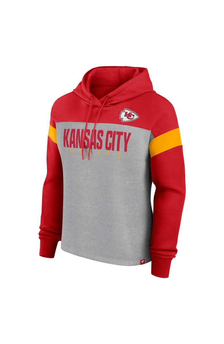 FANATICS Women's Fanatics Heather Gray/Red Kansas City Chiefs Bold Play Call Pullover Hoodie, Alternate, color, Heather Gray