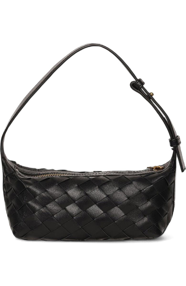 Walter Baker Aurora Woven Leather Mini Shoulder Bag, Main, color, Black