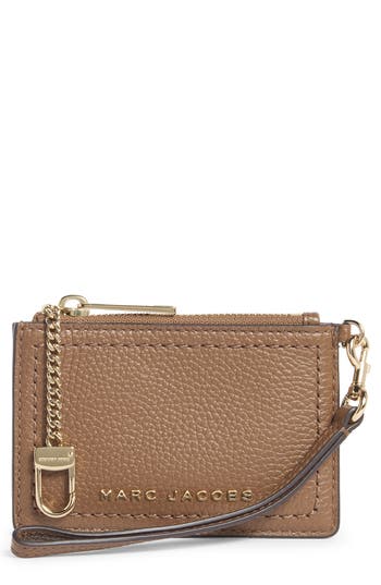 Marc Jacobs Groove Top Zip Wristlet In Brown