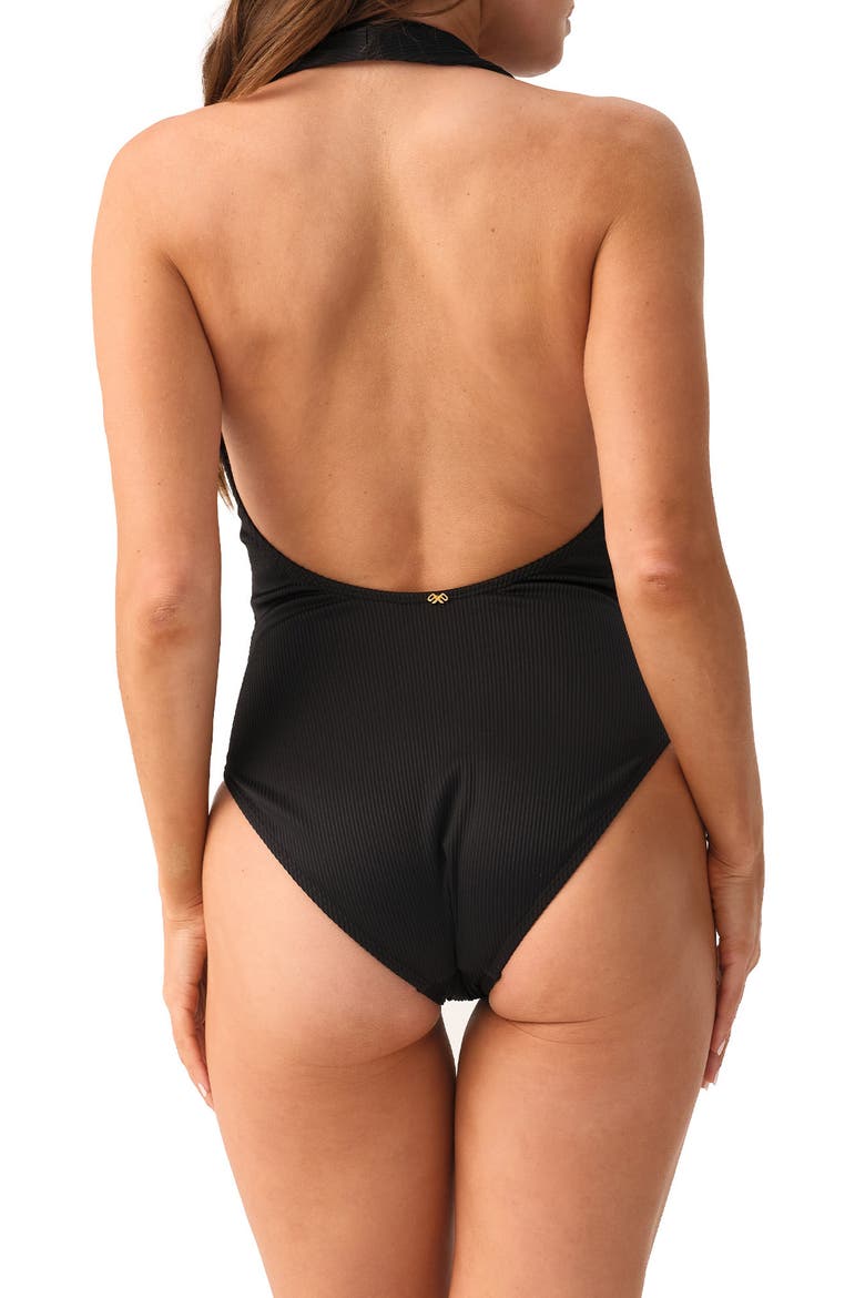 Camryn Halter Neck One-Piece Swimsuit, Alternate, color, BLACK PEARL