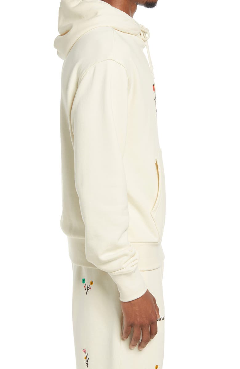 adidas Originals Embroidered Floral Trefoil Organic Cotton Graphic Hoodie, Alternate, color,