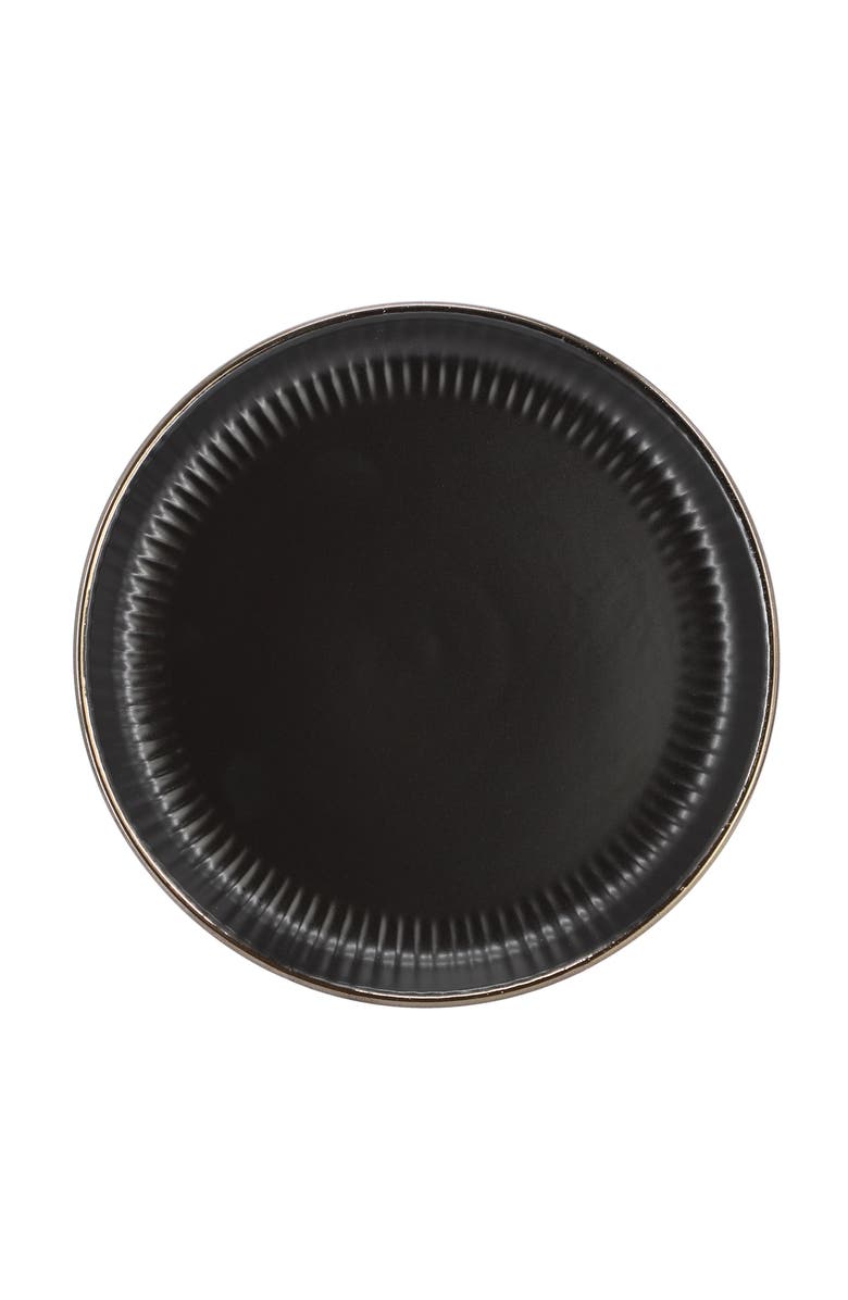 Elama Leo 16 Piece Stoneware Dinnerware Set, Alternate, color, Black