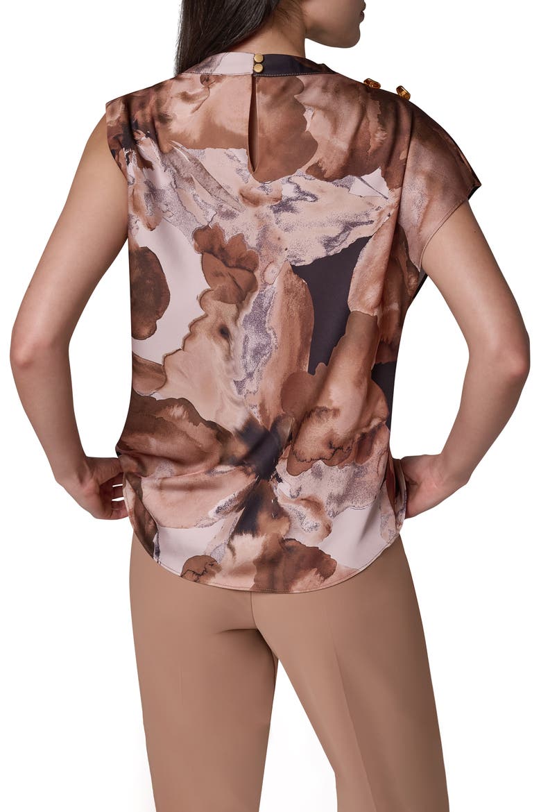 Printed High Neck Sleeveless Top, Alternate, color, CAMEL MULT
