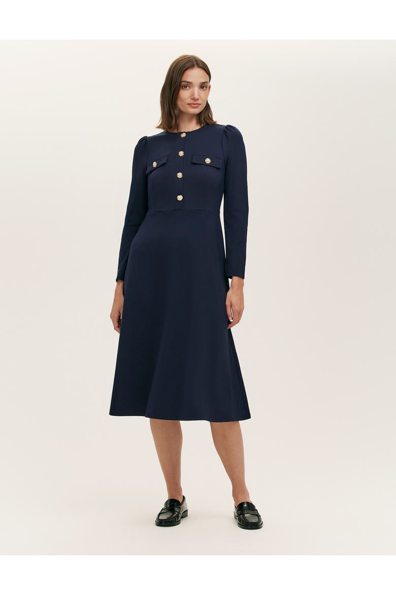 Gilly Ponte Jersey Midi Dress, Main, color, Navy