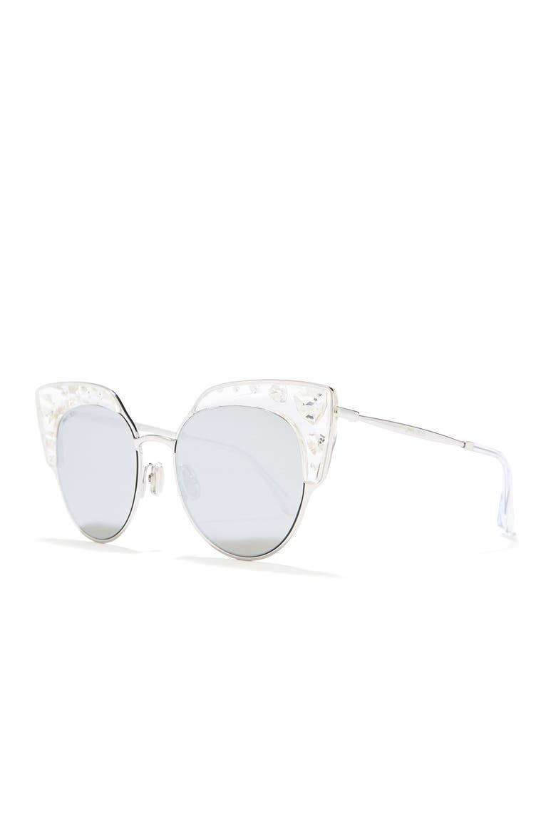 Audrey 54mm Embellished Cat Eye Sunglasses, Alternate, color, CRYS SILV