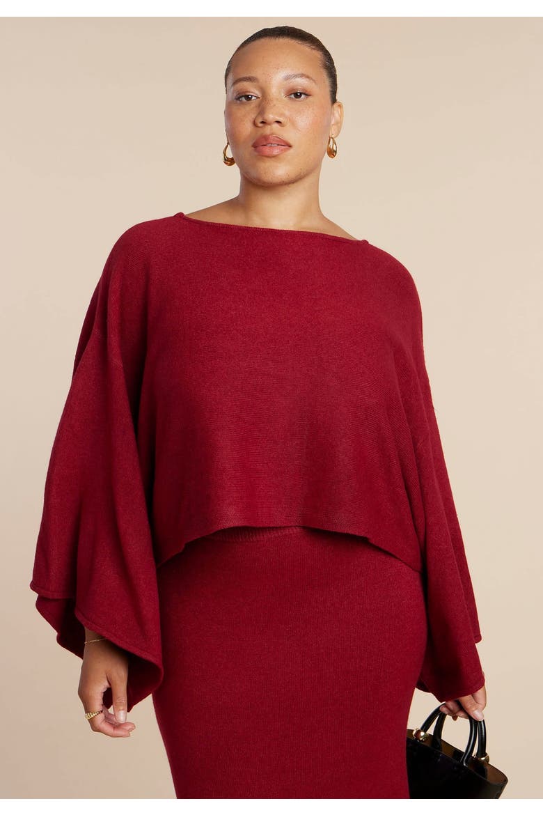 Draped Cropped Sweater, Main, color, HEATHER MOCHA