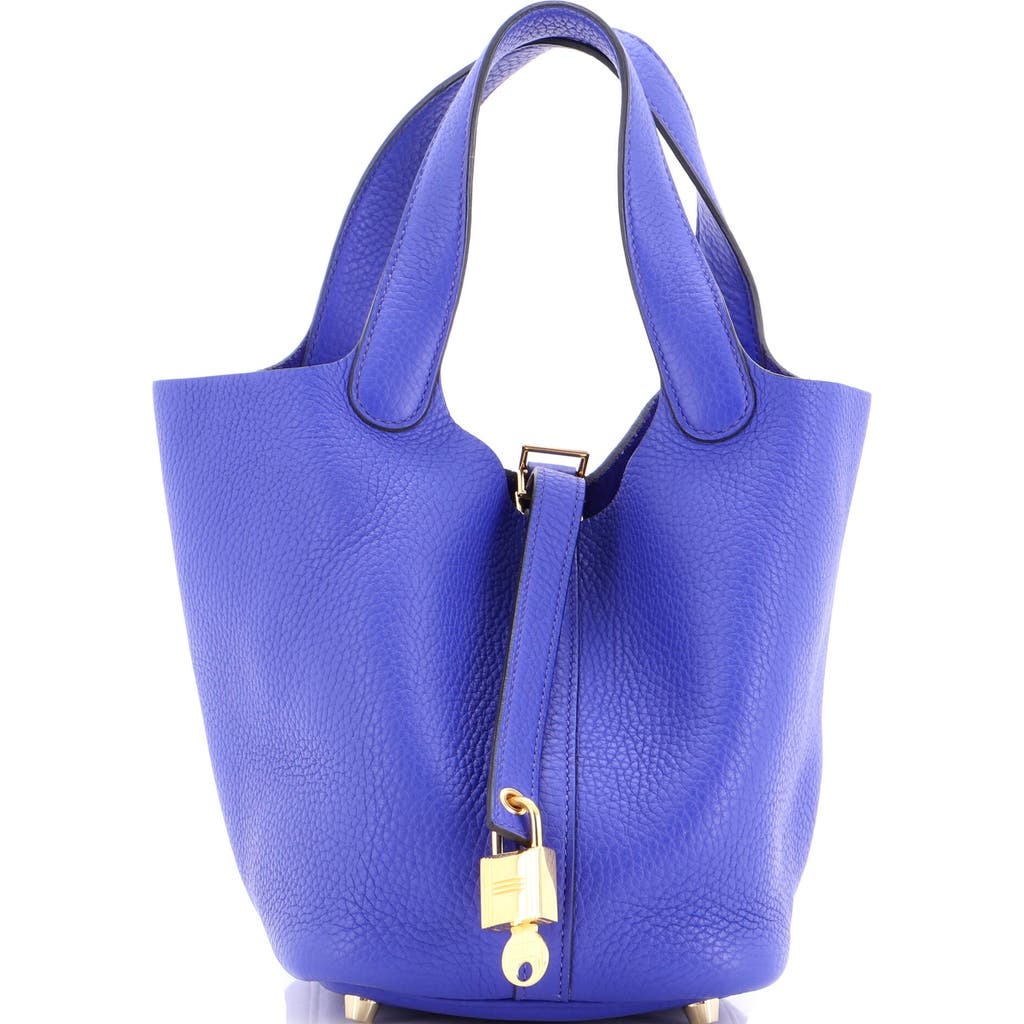 Pre-owned Hermes Hermes Picotin Lock Bag Clemence Pm In Blue