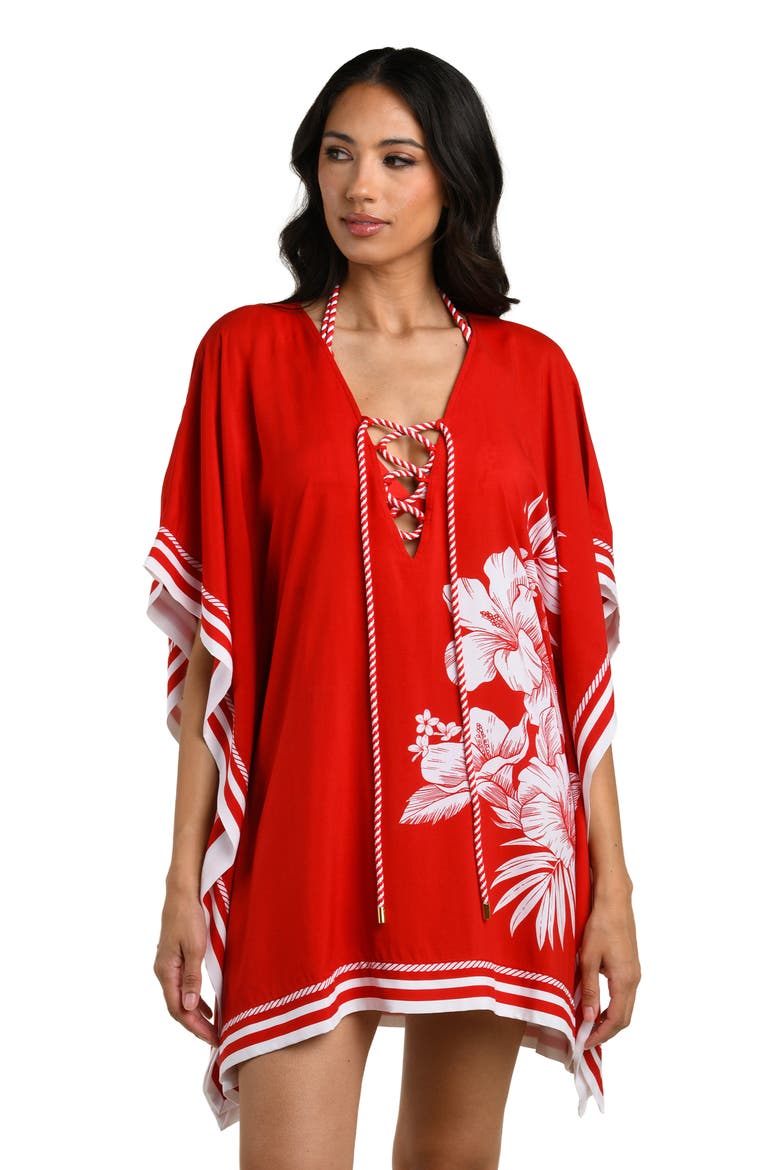 Mariner Cover-Up Caftan, Alternate, color, RUBY