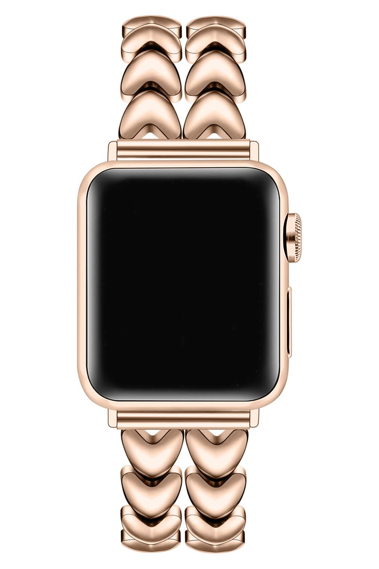 Crush Steel Hearts Apple Watch® Bracelet Watchband, Alternate, color, ROSE GOLD