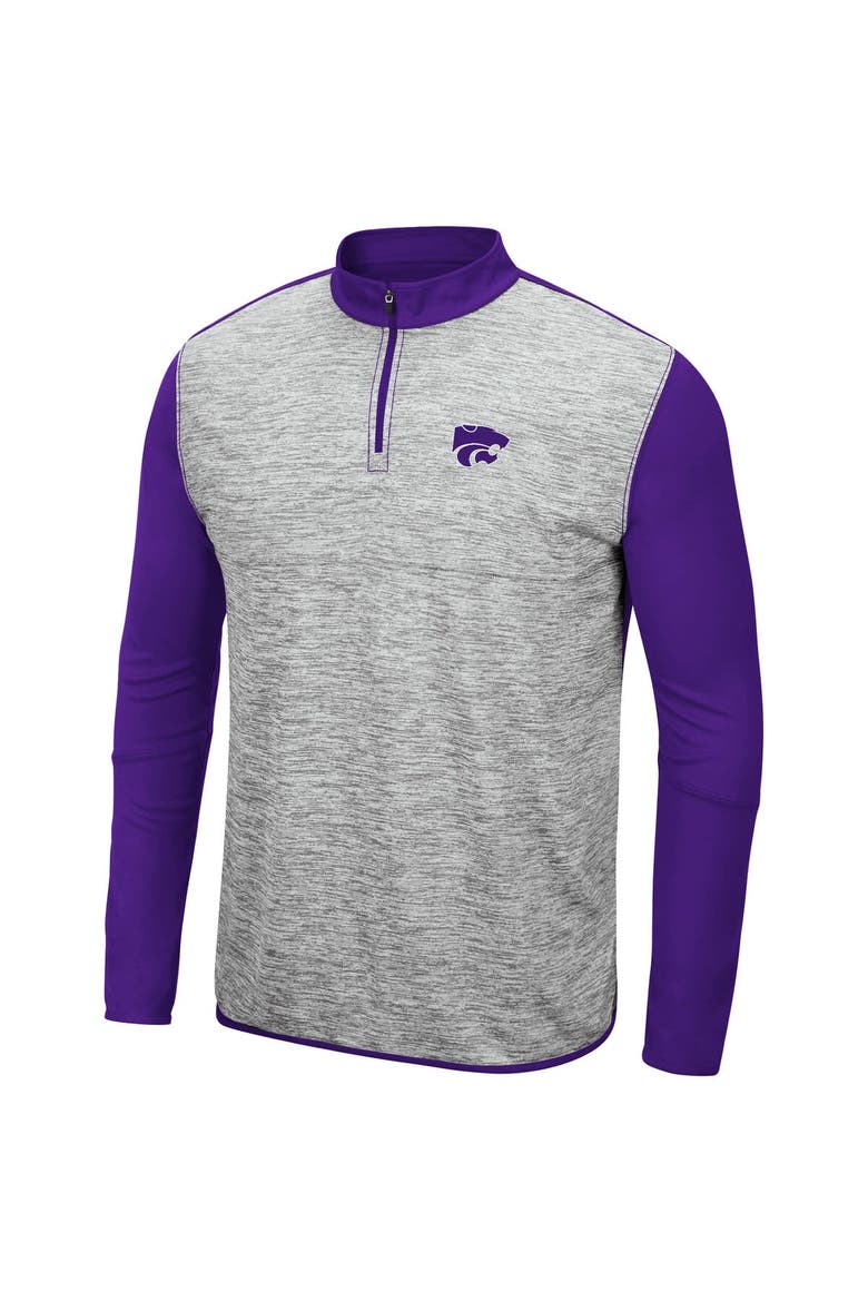 Men's Colosseum Heathered Gray/Purple Kansas State Wildcats Prospect Quarter-Zip Jacket, Alternate, color, Heather Gray