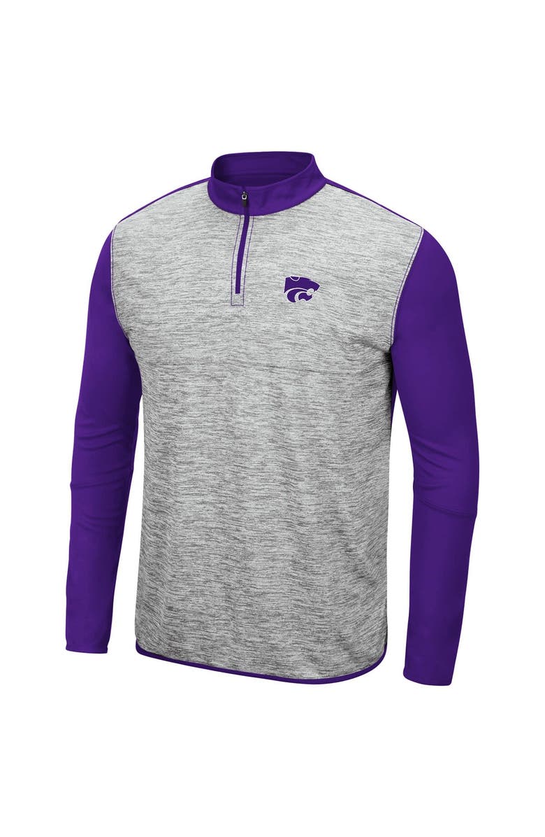 COLOSSEUM Men's Colosseum Heathered Gray/Purple Kansas State Wildcats Prospect Quarter-Zip Jacket, Alternate, color,