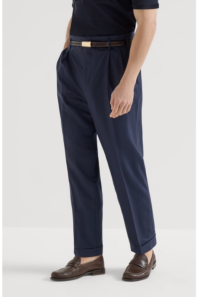 Double pleated trousers, Main, color, Navy Blue
