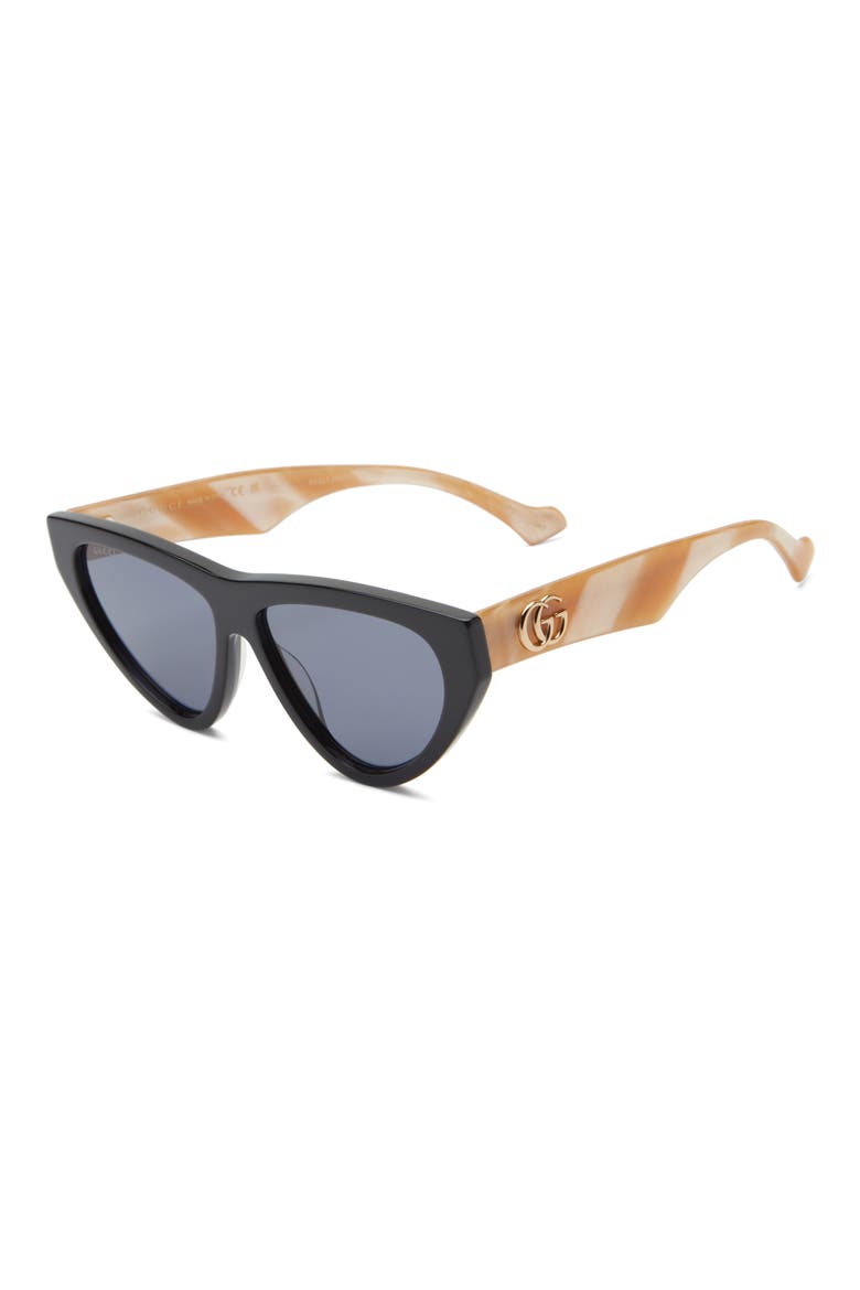 58mm Cat Eye Sunglasses, Alternate, color, BLACK IVORY BLUE