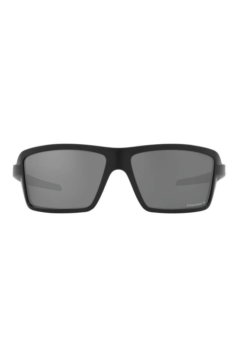 63mm Polarized Oversize Rectangular Sunglasses, Main, color, MATTE BLACK