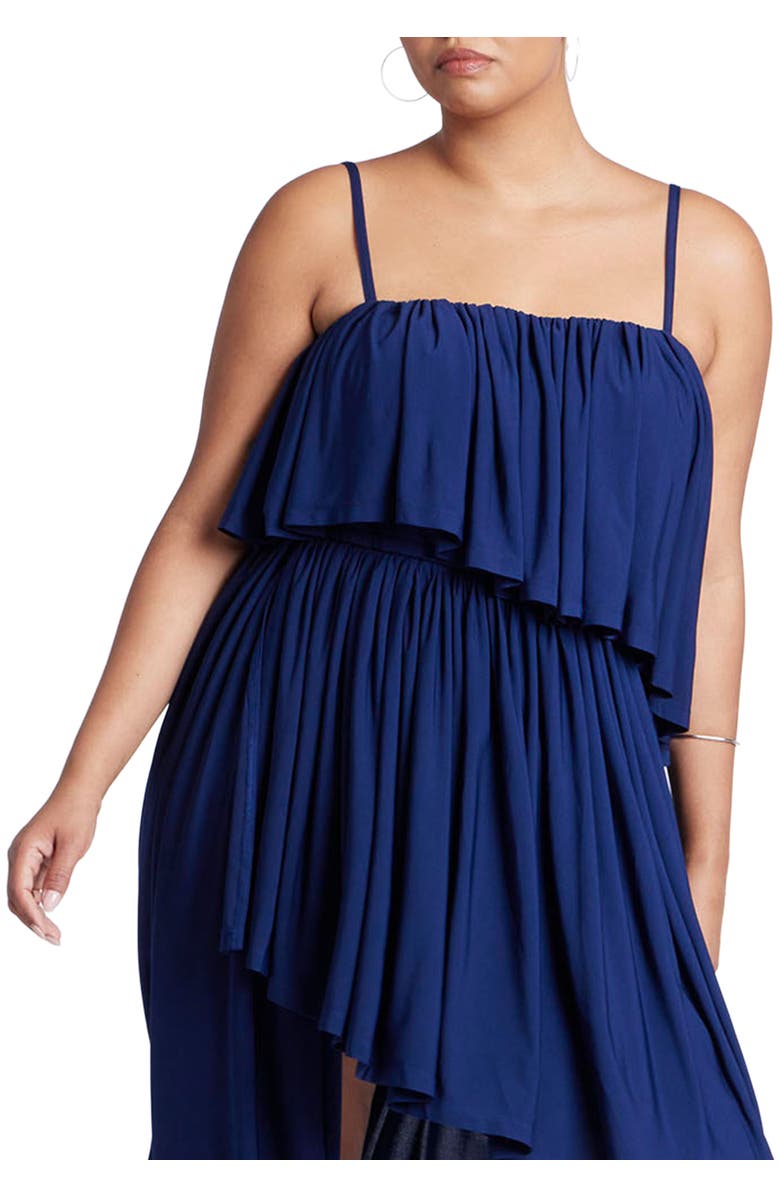 ELOQUII Ruffled Bandeau Top, Main, color, Ocean Cavern
