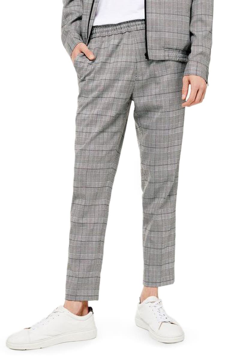 Topman Glen Plaid Dress Pants, Main, color,