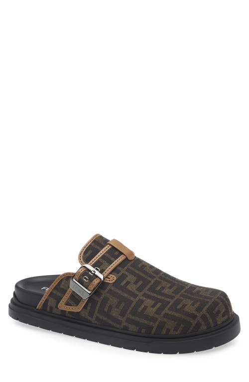 Shop Fendi Feel Ff Logo Clog In Tabacco Nero.sand