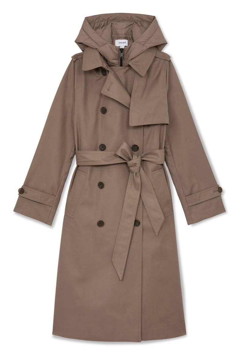 Azura Trench Coat with Removable Quilted Hood, Alternate, color, TAUPE NEUTRAL