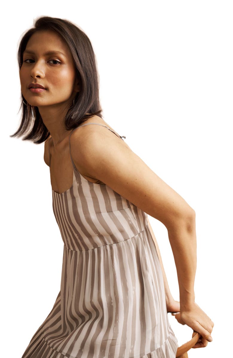 Reistor Strappy Tiered Maxi Dress, Alternate, color, Beige Striped Down