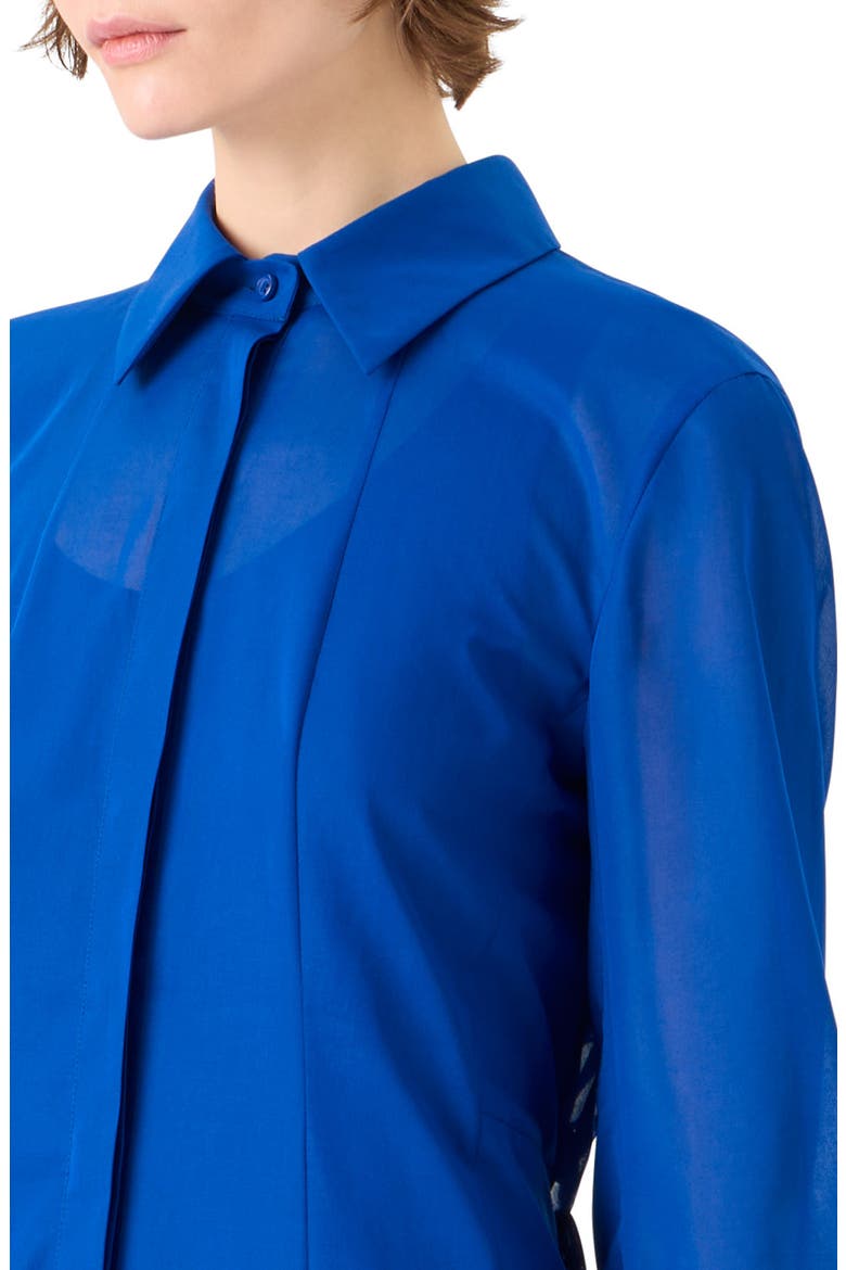 Godet Flared Long Sleeve Cotton Voile Shirtdress, Alternate, color, LAPIS BLUE