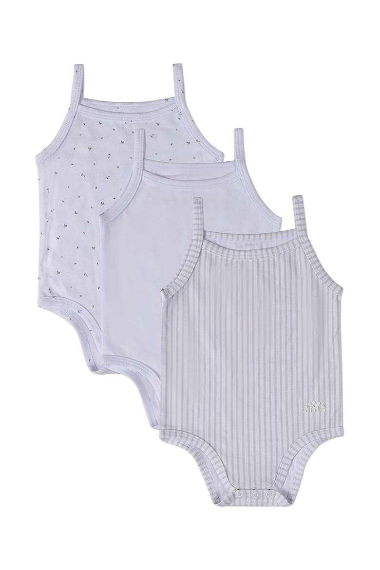 3 Pack Baby Petite Leaves, Stripes, Solid Bodysuit, Main, color, White Multi