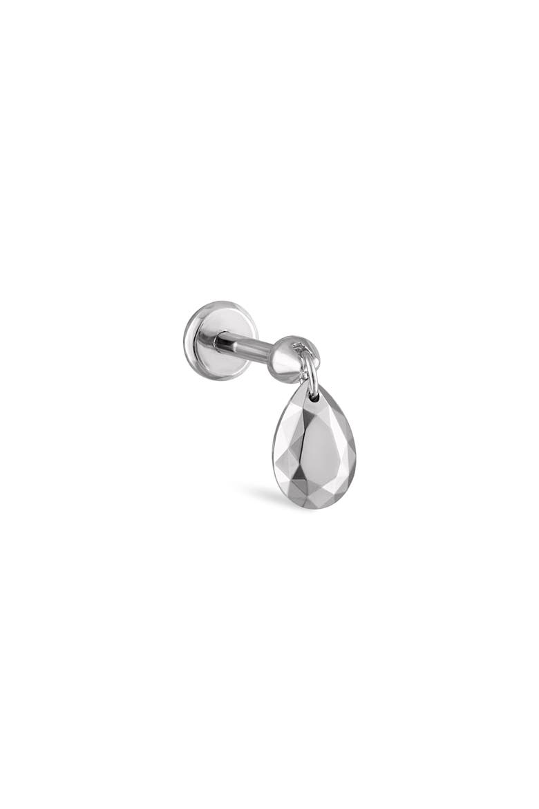 Faceted Pear Single Threaded Stud Earring, Main, color, WHITE GOLD