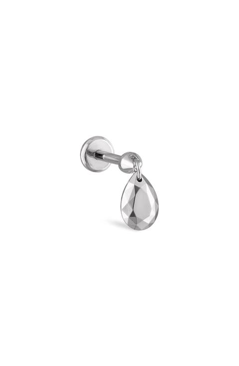 Faceted Pear Single Threaded Stud Earring