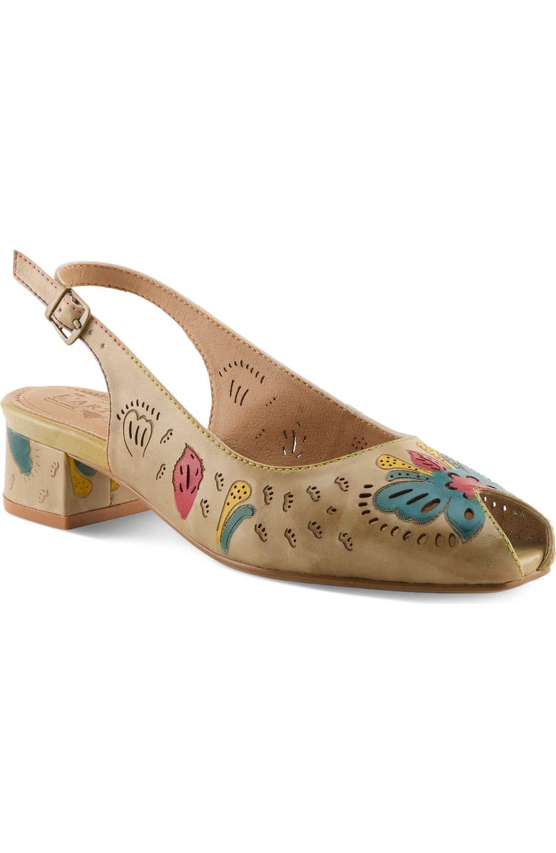 L'Artiste by Spring Step Streetpeep Slingback Peep Toe Sandal, Main, color, Beige Multi